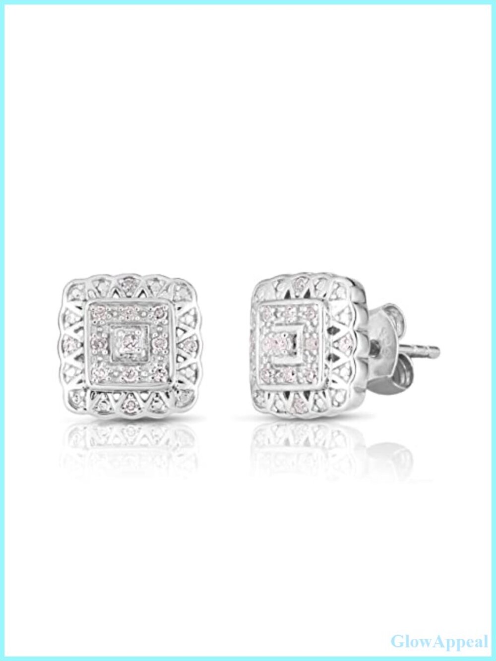 Diamond Stud Earrings 1/10 cttw Rhodium Plated Sterling Silver